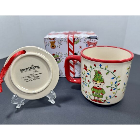 Temp-tations by Tara ELF HOLIDAY LIGHTS 16 Oz Mug with Lid Coaster Ornament - Picture 6 of 12